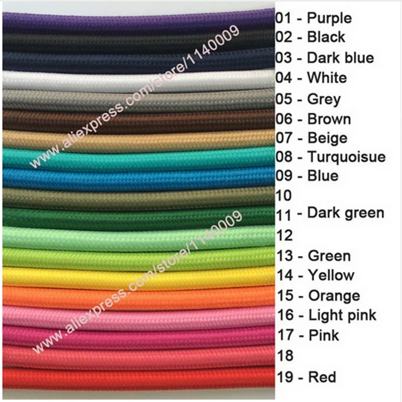 

1.6M to 2M Promotional 2 core 0.75 Vintage Textile Cord Electrical Wire Coloured Fabric Cable