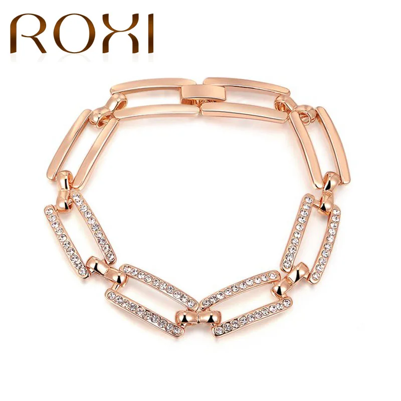 

ROXI Charm Bracelet & Bangle For Women Lady Rose Gold Color Genuine Austrian Crystals Bracelets Jewelry pulseira feminina
