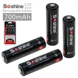 4 шт Soshine 3,2 V LiFePO4 Батарея AA 14500 Батарея Пилас recargables защищены Батарея чехол и разъемы
