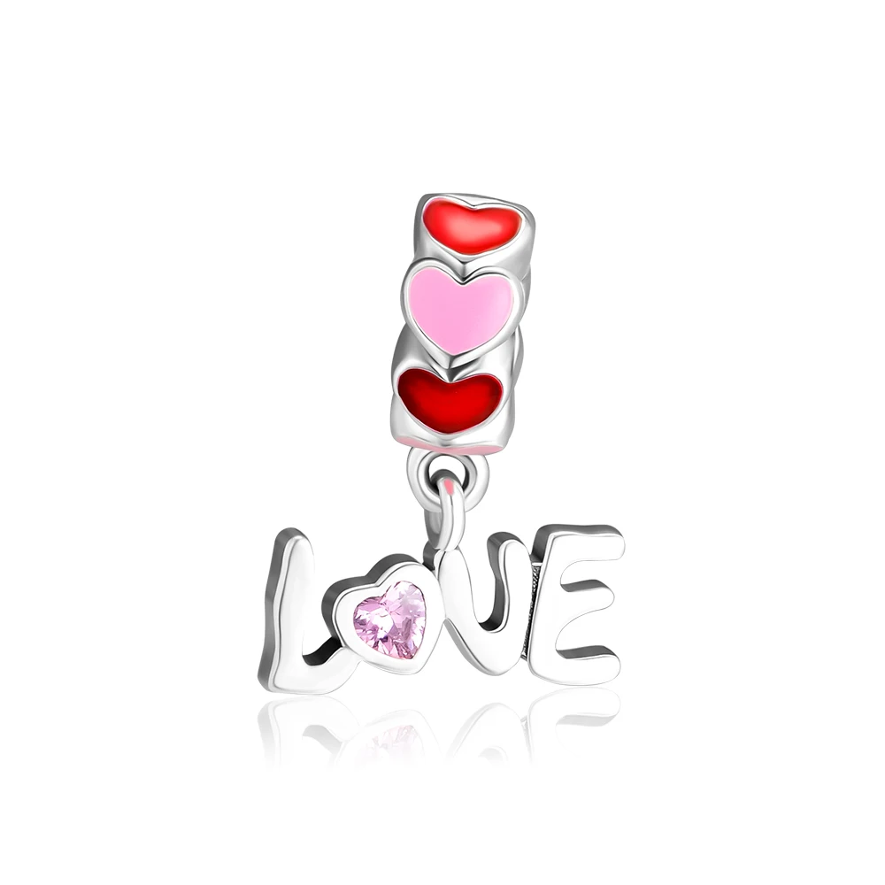 Fits Pandora Charms Bracelets All About Love Fancy Pink &amp Mixed Enamel 925 Sterling-Silver-Jewelry DIY Making | Украшения и