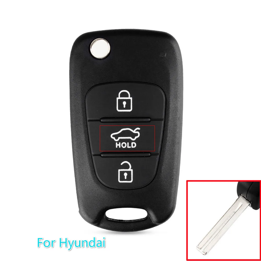 KEYYOU 3 кнопки флип складной корпус автомобильного ключа дистанционного управления чехол брелок крышка для Kia K2 K5 Sorento Sportage для hyundai I20 I30 IX35 Avante - Количество кнопок: With Holder Button