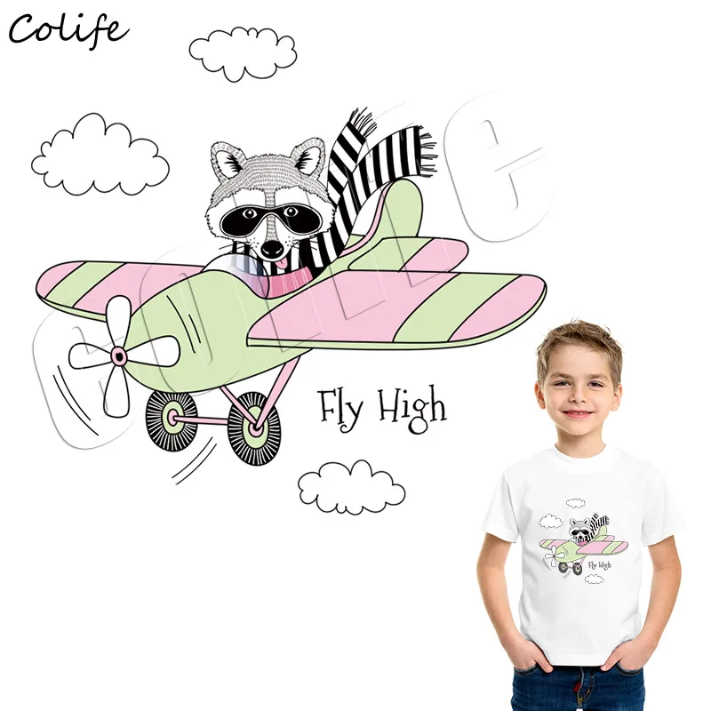

Fly Raccoon Stickers Heat Transfer Decals Washable A-Level Parches Iron Applique Denim Customized DIY Easy Print Patches