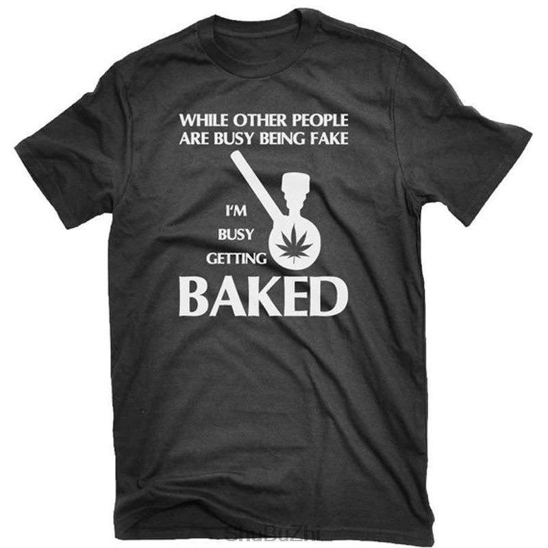 

men cotton t shirt Busy Getting Baked | Funny Weed Shirt fashion cool casual t-shirt printed tee shirt