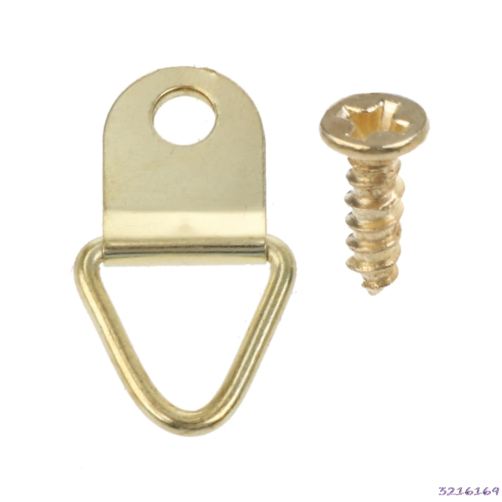 100pcs Mini Golden Triangle D-Ring Picture Photo Frame Hook Hanger 10x20mm H2 100pcs Mini Golden Triangle D-Ring Picture Photo Frame Hook Hanger 10x20mm H2