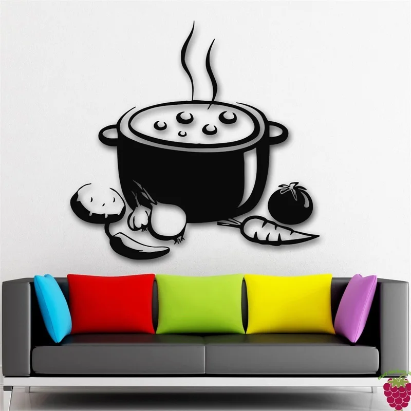 Wall Stickers Vinyl Decal Vegetable Saucepan Soup Kitchen For Lunchin