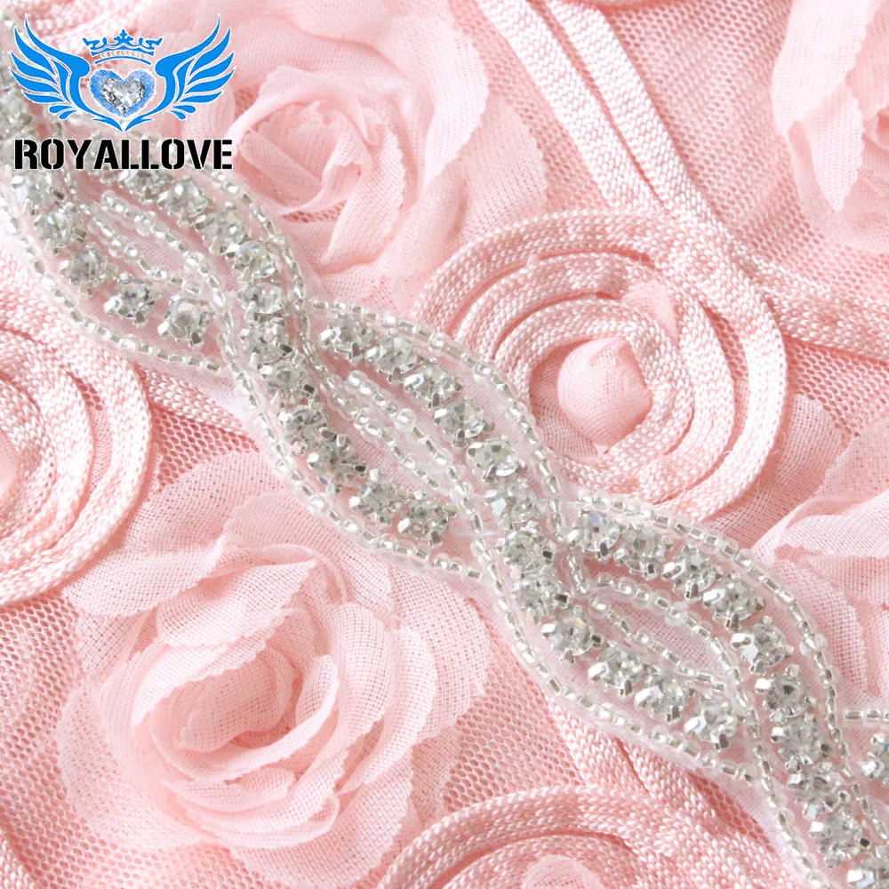 RoyalLove 1 ярд ручная работа ПРИШИТАЯ на свадебный пояс прозрачная Серебряная