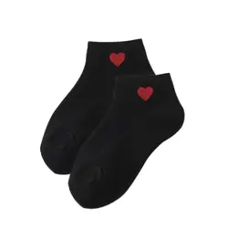 Горячая 1 пара милые женские красное сердце шаблон Мягкие хлопковые носки до щиколотки Повседневные Дышащие носки 19ING
