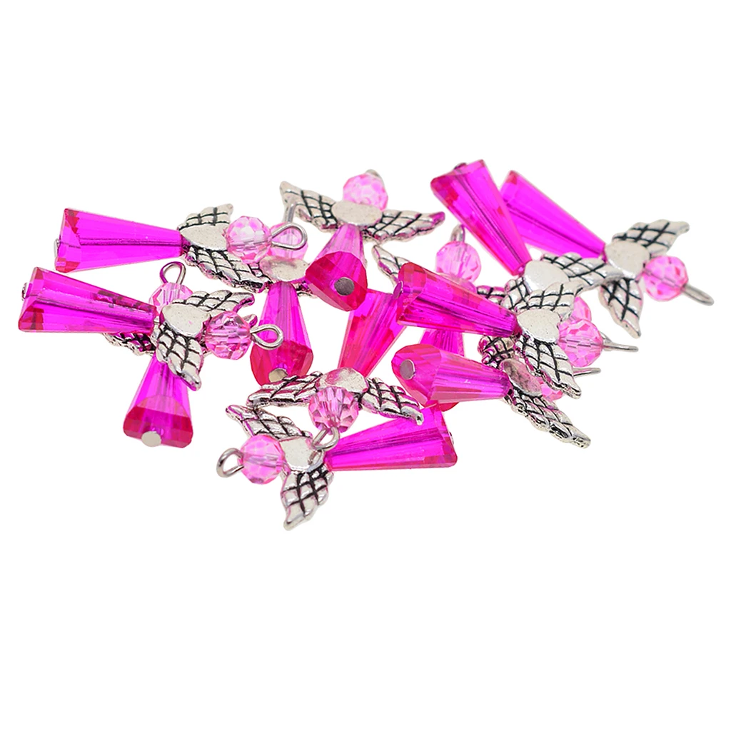 12pcs Alloy Acrylic Handcrafts Angel Charms Pendant Ornaments Fashion Jewelry bracelets necklaces DIY Crafts  for Kids Gifts 