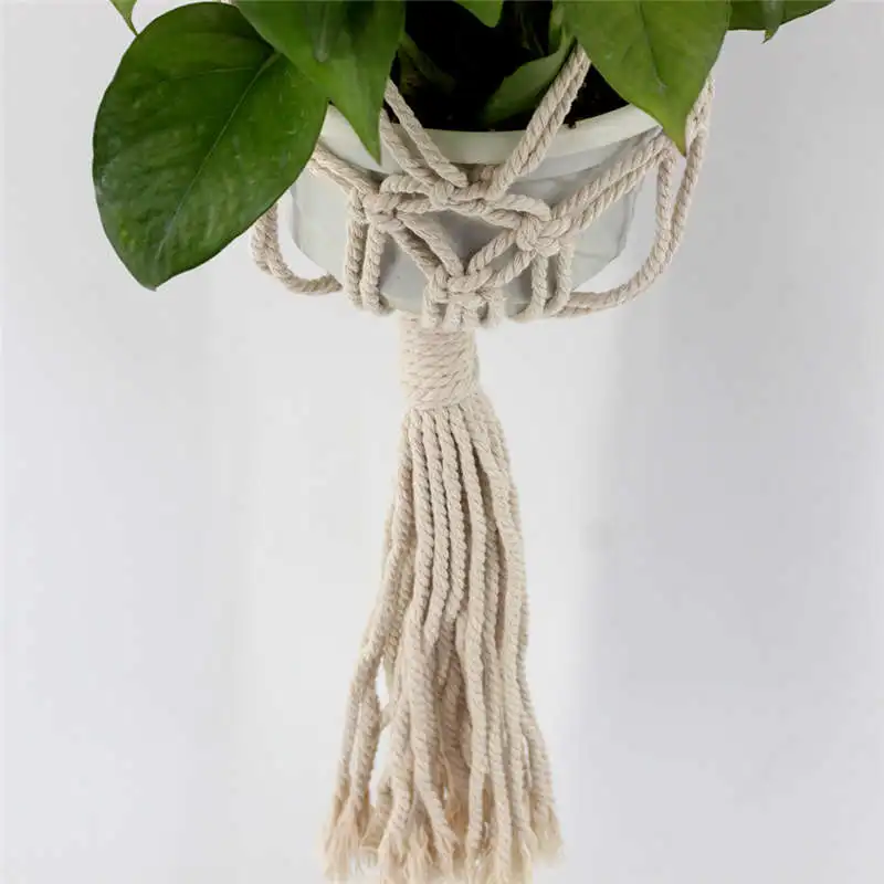 Винтажная зеленая вешалка для растений макраме садовый цветочный горшок держатель подвесная джутовая веревка корзина для помещений декоративный орнамент 109x35 см