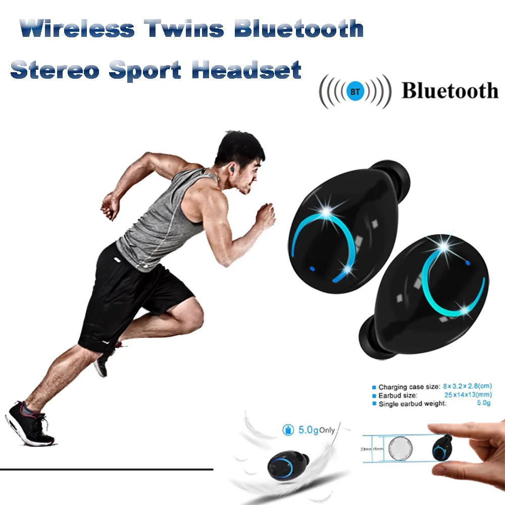 

HIFI Bluetooth Wireless Twins Earbuds In-Ear Stereo Earphones Sport Headset Music Earbud Bass Stereo Sound Headset Noise