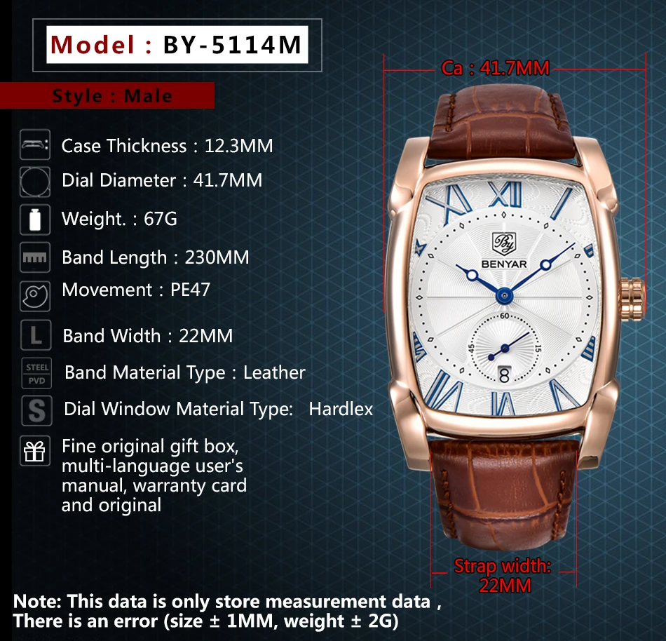 BENYAR men's luxury brand watch belt clock sports watch business hot sale watch BENYAR men's luxury brand watch belt clock sports watch business hot sale watch