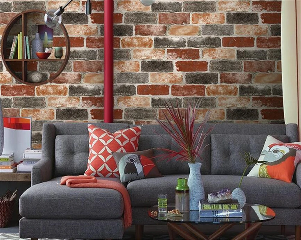 

Beibehang European and American style wallpaper bricks non - woven wallpaper living room television wall 3d wallpaper roll mural