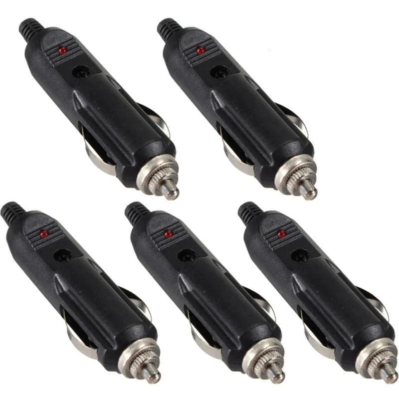 MAYITR 5pcs/lot 12V Car Auto LED Male Cigarette Lighter Socket Plug
