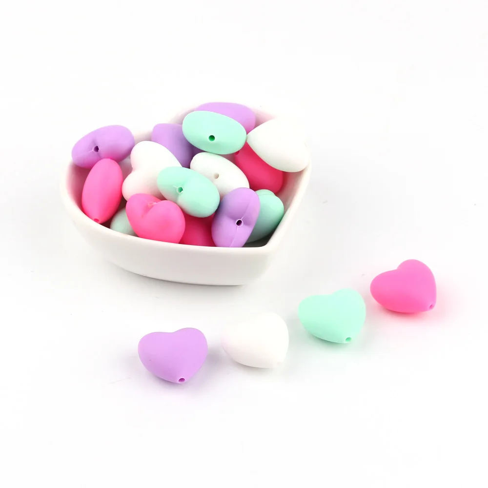 TYRY. HU 20 шт пищевого качества силиконовые бусины в форме сердца без бисфенола детские игрушки для ухода за ребенком инструменты для ожерелья Детские бусины для прорезывания зубов подарок для душа