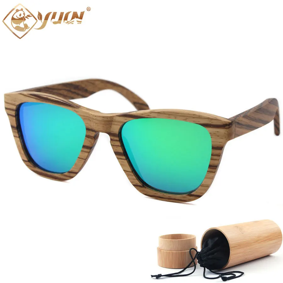 Zebra Wood Frame Sunglasses font b Handmade b font font b Wooden b font Polarized Driving