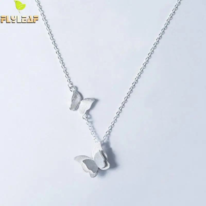 

Flyleaf 100% 925 Sterling Silver Butterfly Necklaces & Pendants For Women Creative Lady Fashion Jewelry