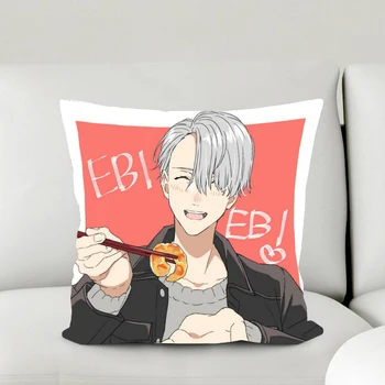 

Oct. Hot Sale Home Textile Polyester One-sided Two-sided Square Pillow Case Yuri On Ice Anime Victor Nikiforov #41035