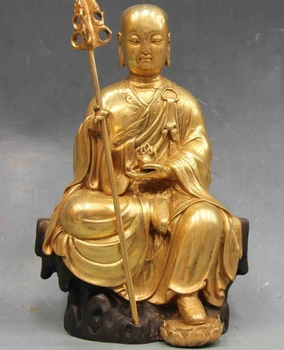 

chinese Buddhism Folk Copper Bronze arhat Ksitigarbha Jizo King Buddha Statue
