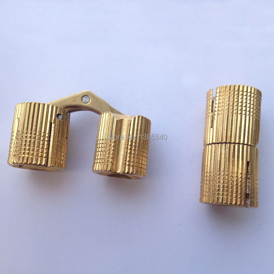 

New 2pcs 16mm Brass Furniture Cabinet Hinge Cylindrical Hidden Concealed to Cabinet Door Hinges Table Hinge 8-16mm H000-16
