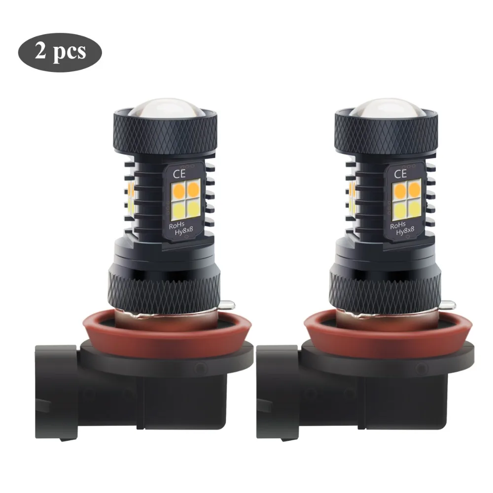 Buy 2Pcs/Set 6000k 3030 H11 Car Fog Lamp Dual Color