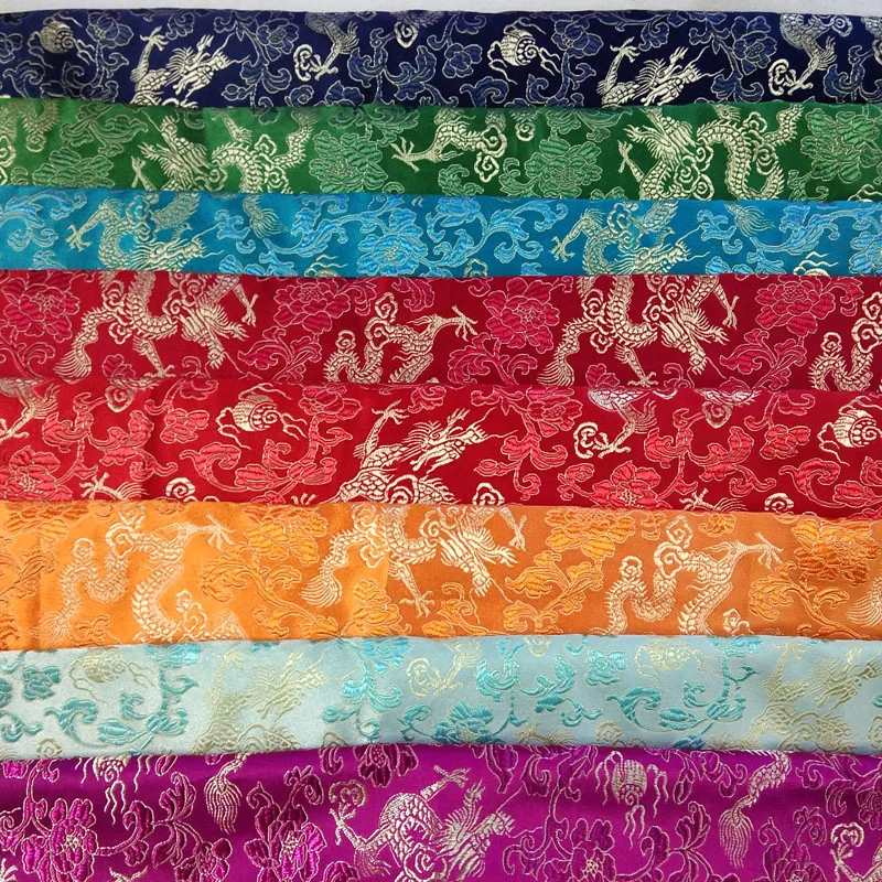 

50x75cm Roayl Lucky Gold Dragon Brocade Fabric Jacquard Apparel Dress Home Decor Costume patchwork fabric Upholstery Furnishing