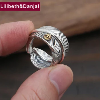 

Lucky 2019 Adjustable Tail Ring 100% 925 Sterling Silver Jewelry Men Women Flying eagle Feather Opening Ring fine Jewelry R017