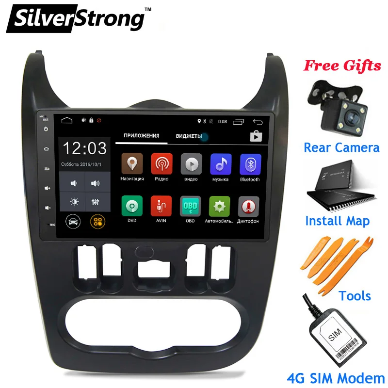 

SilverStrong 4G internet android 8.1 9inch Car GPS Radio for Renault Logan I Sandero Lada Lergus with 4G Modem