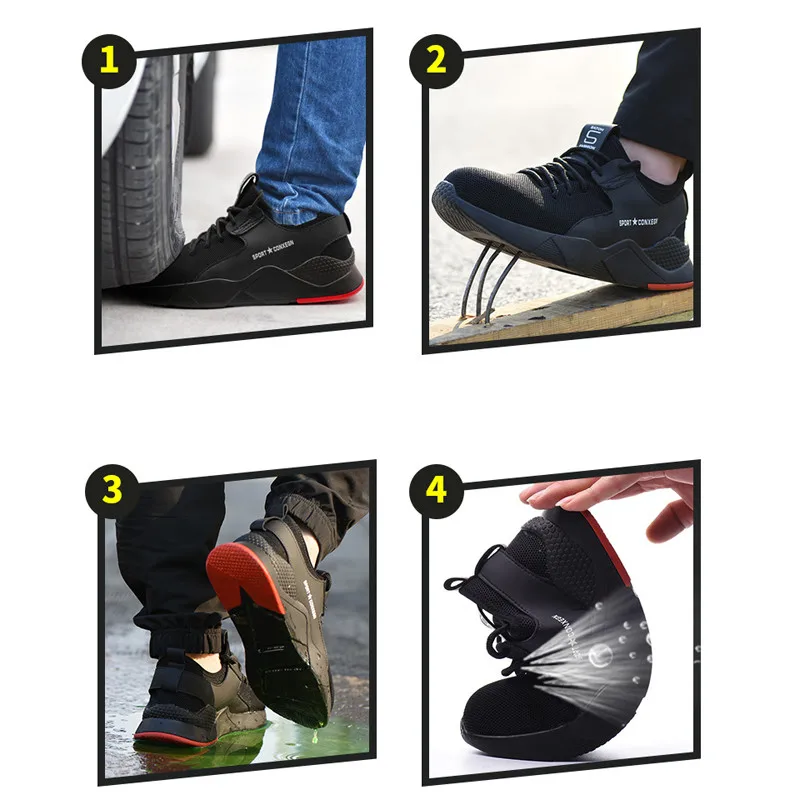 Новинка; Мужская Рабочая защитная обувь со стальным носком; Повседневная дышащая уличная спортивная обувь; защитные ботинки для проколов