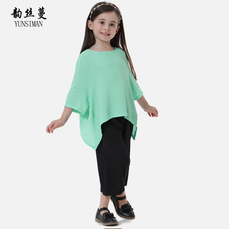 

Summer Girls Clothes Set 2 4 6 8 10 to 12 14 Year Rose Red O-neck Loose Linen Tee Shirt Wide Leg Pants Kids Two Pieces Set 19C7A