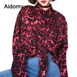 Женская рубашка леопардовой расцветки с отложным воротником и пуговицами, блуза с длинным рукавом, осенний кардиган, Повседневная Уличная