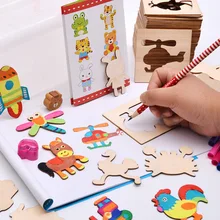 RAINBOX Wooden Drawing font b Toys b font Set Children learn drawing tool baby doodle paint
