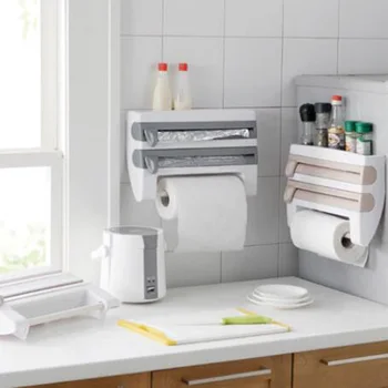 

Refrigerator Cling Film Storage Rack Shelf Plastic Wrap Cutting Device Wall Hanging Paper Towel Holder Kitchen Bathroom tool23