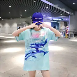Очаровательная повседневная женская футболка с 3D принтом акулы Harajuku, летняя повседневная футболка с короткими рукавами и круглым вырезом