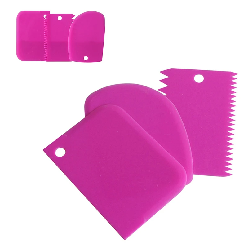 

3 Pcs/set Plastic Scraper for Cake & Pastry Cutter Fondant Cake Spatula Knife for Dough