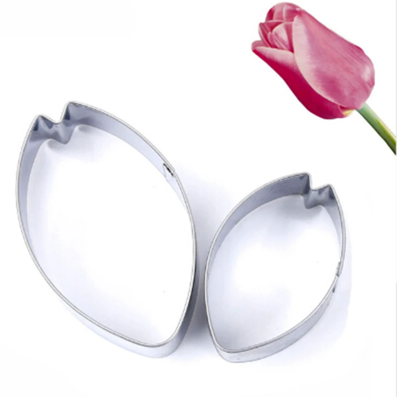 

2pcs/set Tulip Petal Flower Cookie Cutter Cake Decorating Tools Fondant Cupcake Mold Biscuit Cutter Baking Cookie Tools