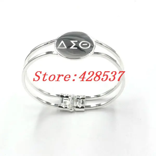 

Free Shipping Fashion Solid Greek Sorority Symbol Carving Engrave Logo Delta Sigma Theta DST Jewelry Cuff Bracelets Bangles
