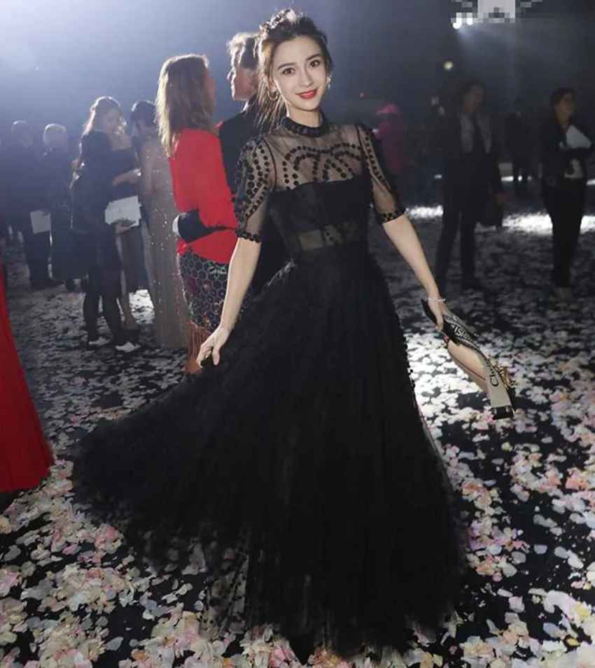 Najtaniej HAMALIEL Runway kobiety piłka antystresowa suknia długa sukienka na imprezę 2019 wiosna Sexy czarna kula z krótkim rękawem Slim sukienka boho elegancka Vestidos