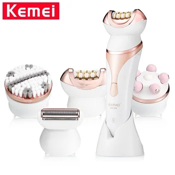 

Kemei KM-296 4 in 1 Multifunctional Shaver Electric Epilator Hair Removal Machine Face Cleaning Brush Massager Lady Shaver Set