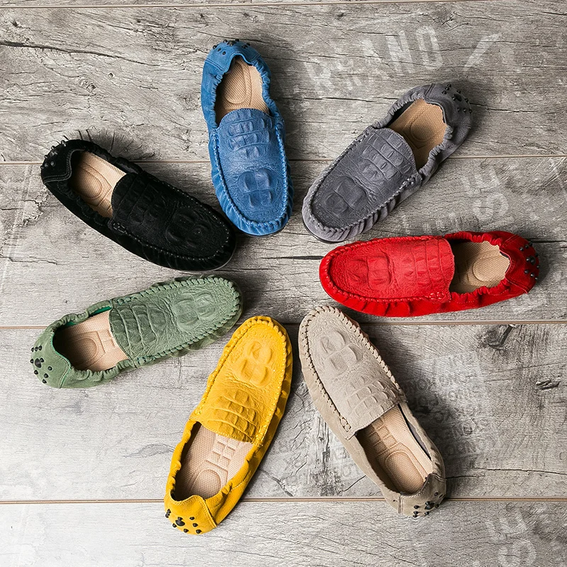 

Summer Autumn Men's Pigskin Leather Casual Shoes Comfortable Soft Loafers Shoes For Men Driving Car Walking Work Colorful Shoe