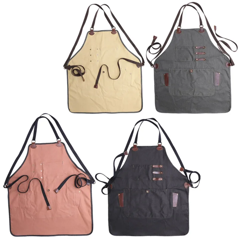 Canvas Apron Crossback Cotton Straps E6-11