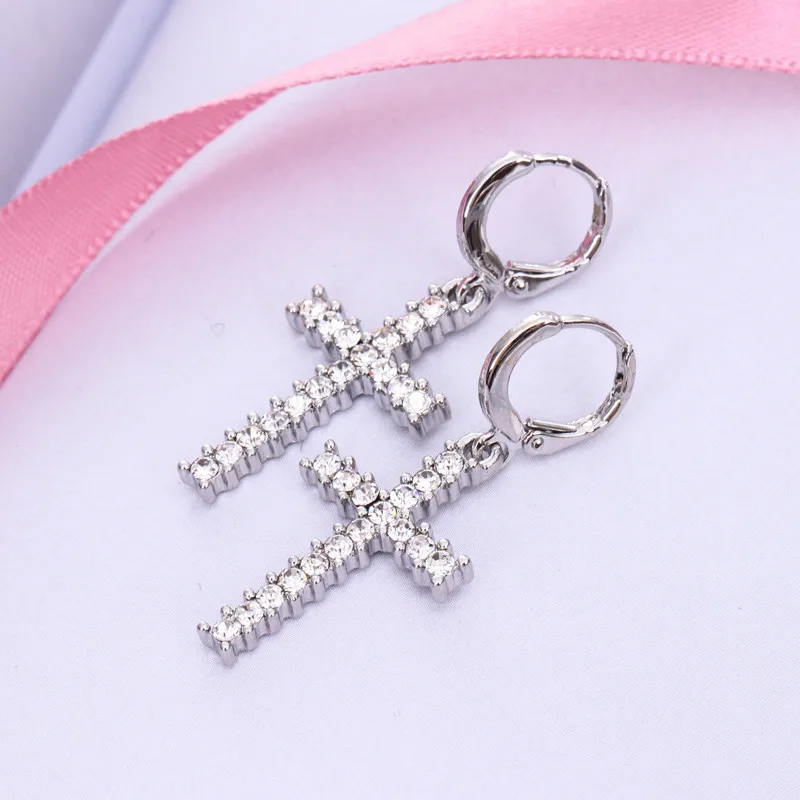Женские серьги кольца 3 цвета модные стразы крест|fashion hoop earrings|hoop earringswomen earrings |