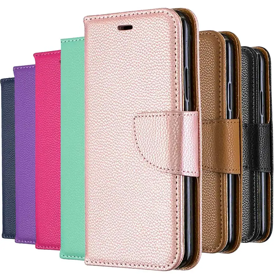 

Flip Wallet Case for iPhone 6 6S 7 Plus 8 X XS XR Max Litchi Stripes PU Leather Case For Xiaomi Redmi 6 6 Pro Note 7 7 Pro Cover