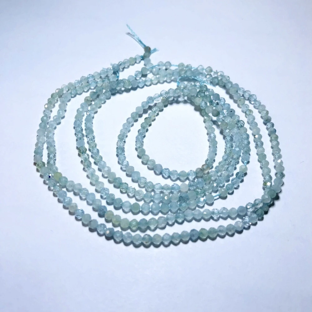 

Natural Aquamarin e Micro Facted Beads,Faceted Tiny Spacer Gem Beads,Size 2mm 3mm 4mm Small Beads 1of 15.5" strand