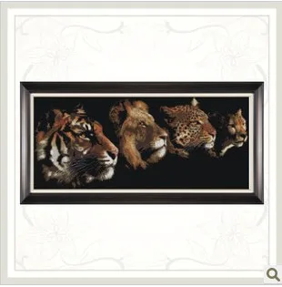 

Factory Shop Cross Stitch Kit Tiger Lion Leopard Wolf Head Animal Free Shipping