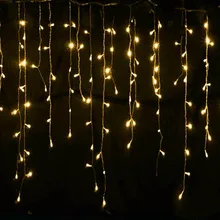 Светодиодный светильник-гирлянда, рождественское наружное украшение, 5 м, свисает, 0,4 м-0,6 м, занавеска, сосулька, светодиодный, гирлянда, вечерние, сказочные, для сада, ЕС 220 В