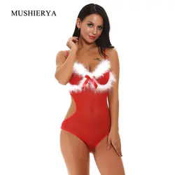 MUSHIERYA Новое поступление сексуальное женское белье плюс Размеры Для женщин красное рождественское нижнее белье пижамы прозрачные