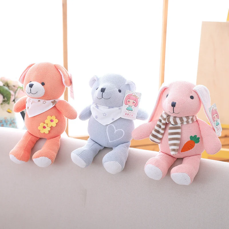 25 см Kawaii Вязание шерсть маленькие плюшевые мишки собаки кролика плюшевые игрушки Животные успокаивающие куклы ребенка игрушка для сна