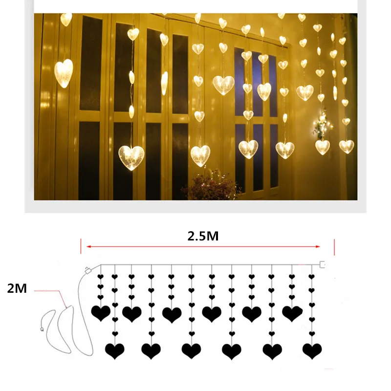 ZPAA 3 м 220 В светодиодный гирляндовый Сказочный свет сердце любовь занавес гирлянды Рождественские огни для свадьбы, дома, вечерние украшения на день рождения
