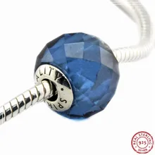 Эссенция синий граненый шпинель духовность Шарм бусины для женщин ювелирных изделий DIY Fit PANDORA талисманы Серебро 925 FE020A
