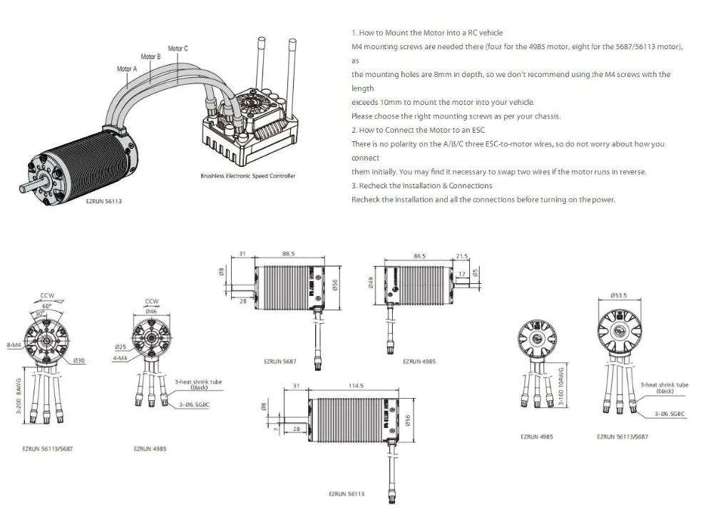 Щеточный электронный регулятор скорости HobbyWing EZRUN-SL 4985 1650KV/5687SL 1100KV Бессенсорный Бесщеточный 4-полюсного мотора с MAX6 160A ESC водонепроницаемый для 1/6 1/7 RC автомобиль
